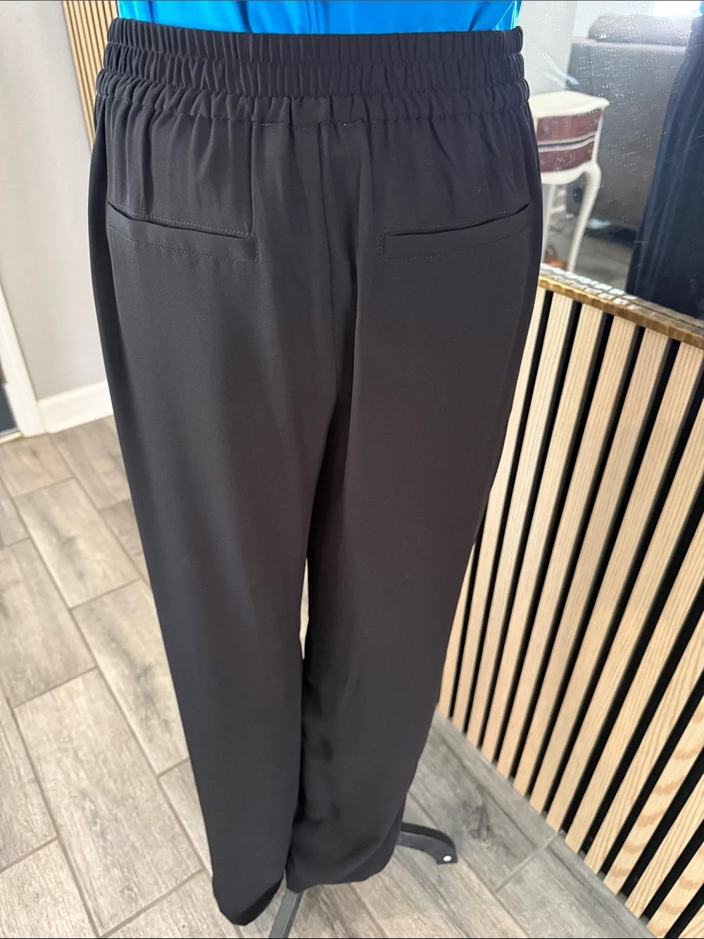 Black Wide-Leg Pants with Stud Side Detail